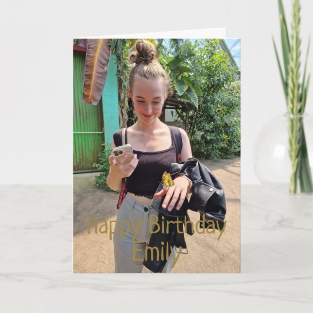 Happy Birthday Custom Photo Card (Front)