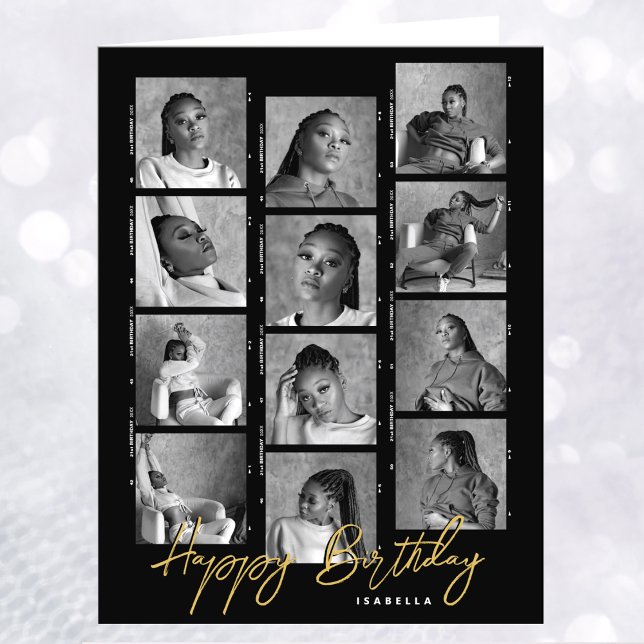 Happy Birthday Custom Photo Film Strip Black Big Card (Creator Uploaded)