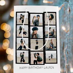 Happy Birthday Custom Photo Film Strip White Medium Gift Bag