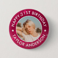 Happy Birthday Custom Photo Pink Confetti