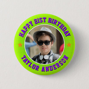 Happy Birthday Custom Photo Retro Personalised 6 Cm Round Badge