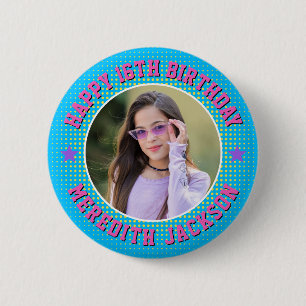 Happy Birthday Custom Photo Retro Personalised 6 Cm Round Badge