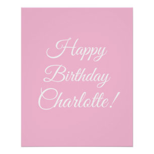Happy Birthday custom script name text light pink Poster