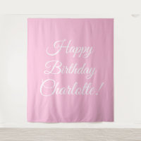 Happy Birthday custom script name text light pink