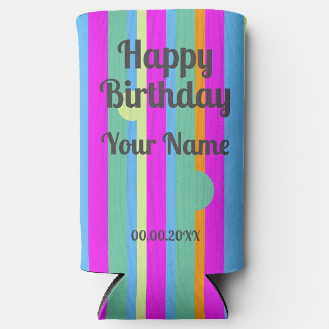 Happy Birthday Custom Supplies Seltzer Can Cooler (Front)