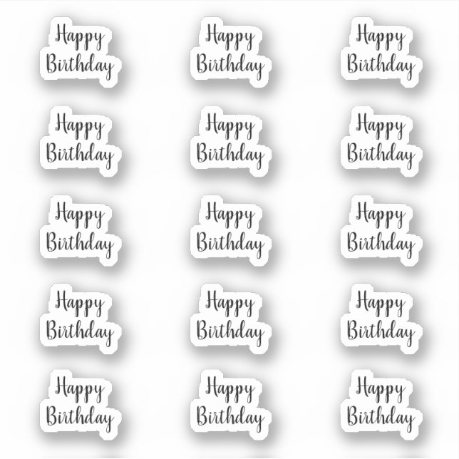 Happy Birthday Custom Text Colour Black White Cool (Front)