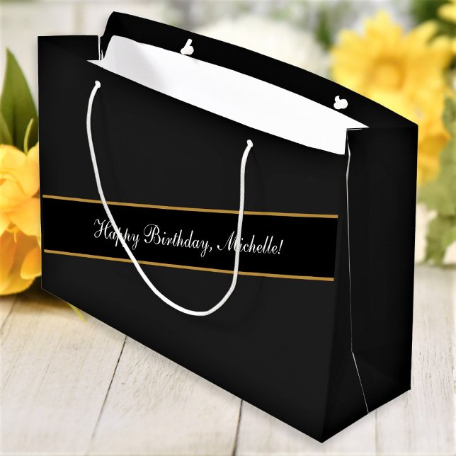 Happy Birthday Custom Text Elegant Personalised Large Gift Bag (Creator Uploaded)