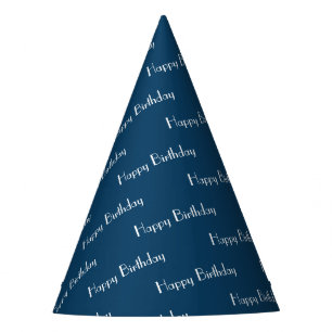 Happy Birthday Custom Text Pattern Navy Party Hat