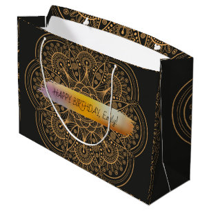Happy Birthday Custom Text trendy Personalised La Large Gift Bag