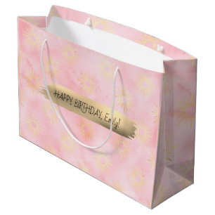 Happy Birthday Custom Text trendy Personalised  Large Gift Bag