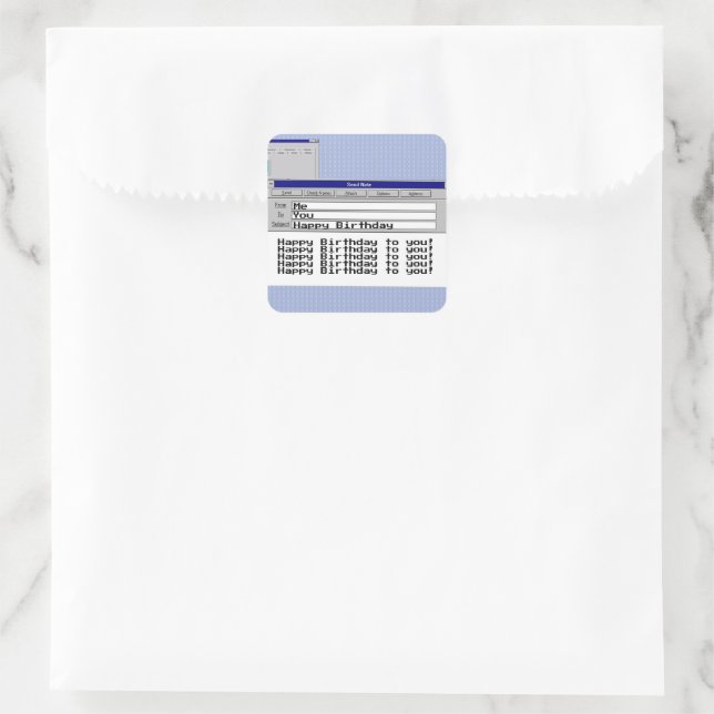 Happy Birthday Custom Windows 95 Computer Theme   Square Sticker (Bag)
