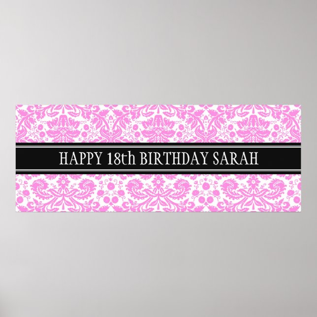 Happy Birthday Custom Year Name Banner Poster (Front)