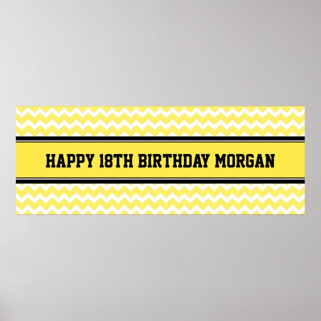 Happy Birthday Custom Year Name Banner Poster (Front)