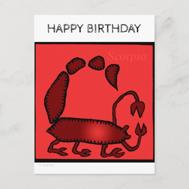 Happy Birthday Custom Zodiac Sign Scorpio Postcard (Front)
