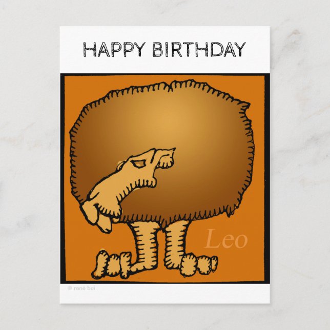 Happy Birthday Custom Zodiac Signs Leo Postcard (Front)