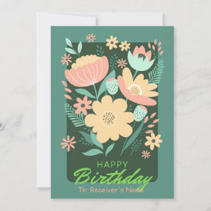 Happy Birthday Customisable Digital Green Holiday Card