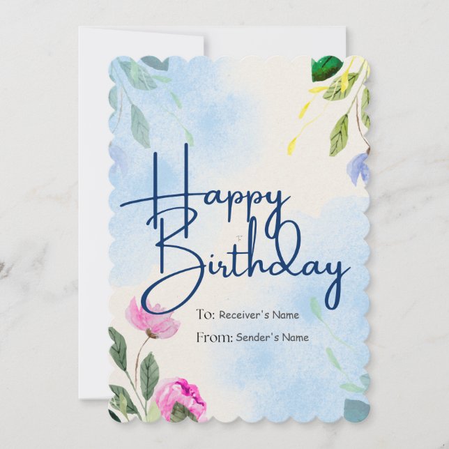 Happy Birthday Customisable Digital Greeting Card (Front)