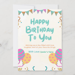 Happy Birthday Customisable Digital Greeting Card