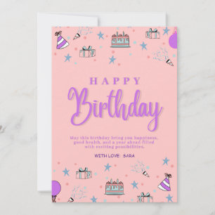 Happy Birthday Customisable Digital Greeting Holiday Card
