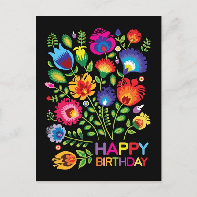 Happy Birthday customisable folklore postcard (Front)