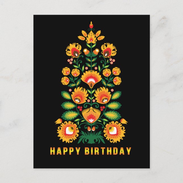 Happy Birthday customisable folklore postcard (Front)