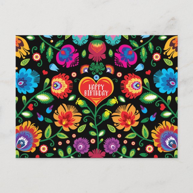 😍Happy Birthday customisable folklore postcard (Front)
