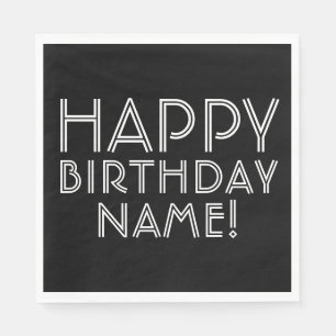 Happy Birthday & Customisable Name   Napkin