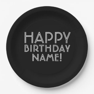Happy Birthday & Customisable Name   Paper Plate