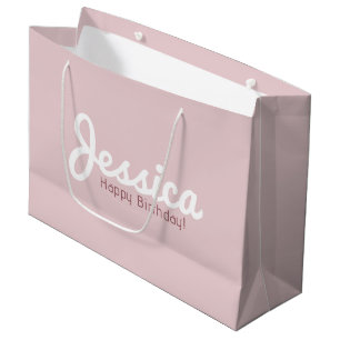 Happy Birthday, Customisable Name Rose Gold Large Gift Bag