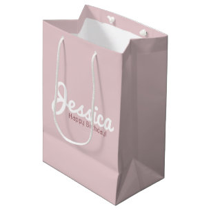 Happy Birthday, Customisable Name Rose Gold Medium Gift Bag