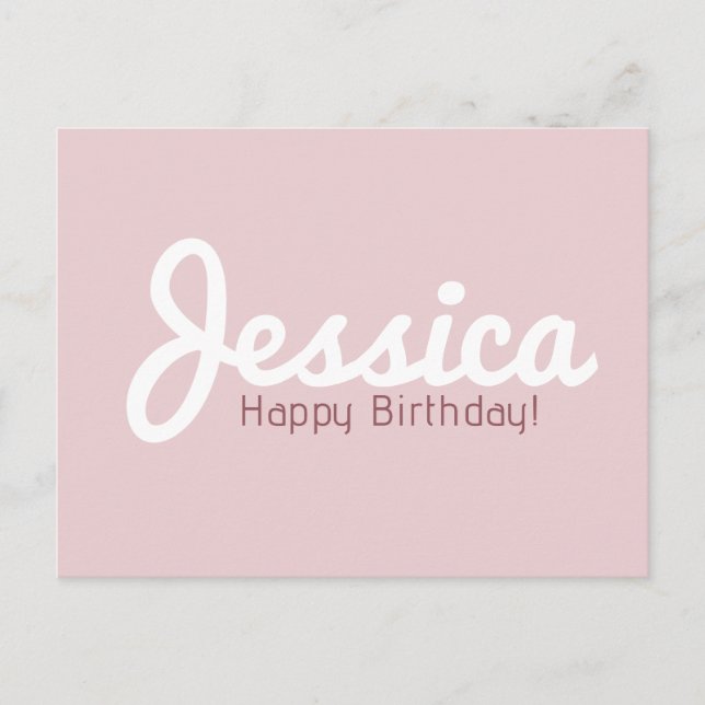 Happy Birthday, Customisable Name | Rose Gold Postcard (Front)