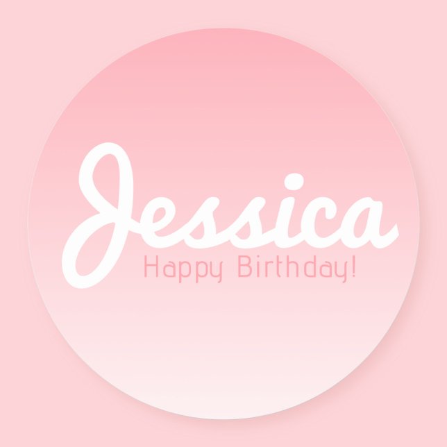 Happy Birthday, Customisable Name | Rose Pink Classic Round Sticker (Creator Uploaded)