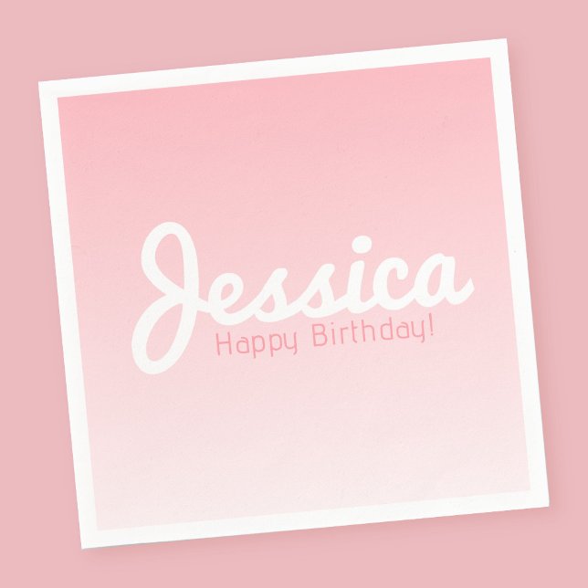 Happy Birthday, Customisable Name | Rose Pink Napkin (Creator Uploaded)