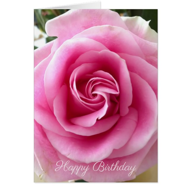 Happy Birthday Customisable Pink Rose (Front)