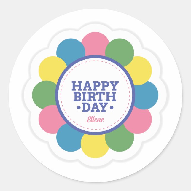 Happy Birthday Customisable Sticker for Gifts (Front)