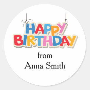 Happy Birthday Customisable Stickers for Gifts