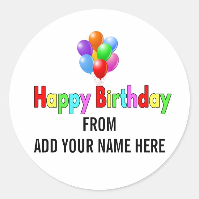 Happy Birthday Customisable Stickers for Gifts (Front)