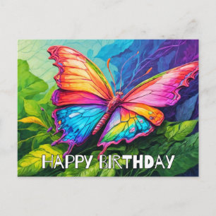 Happy Birthday Cute Abstract Colourful Butterfly Holiday Postcard