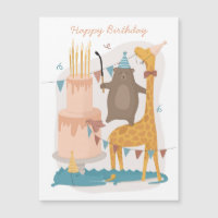 Happy birthday. Cute animals. Funny bear giraffe
