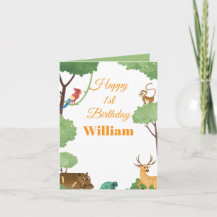 Happy birthday cute baby animals safari jungle note card