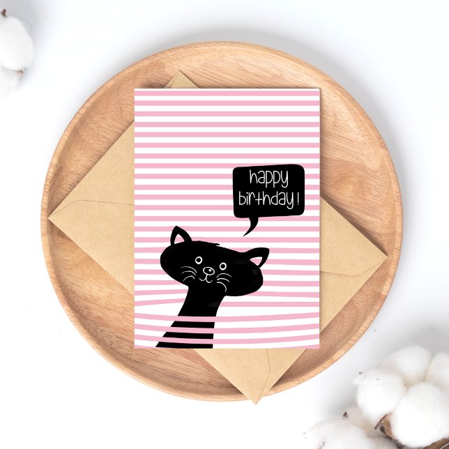 Happy Birthday Cute Black Cat Postcard (Creator Uploaded)