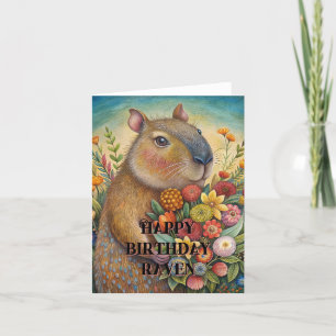Happy birthday cute capybara foldet card