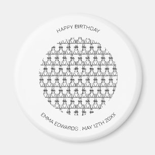 Happy Birthday Cute Coconut Trees silhouette Pink Magnet