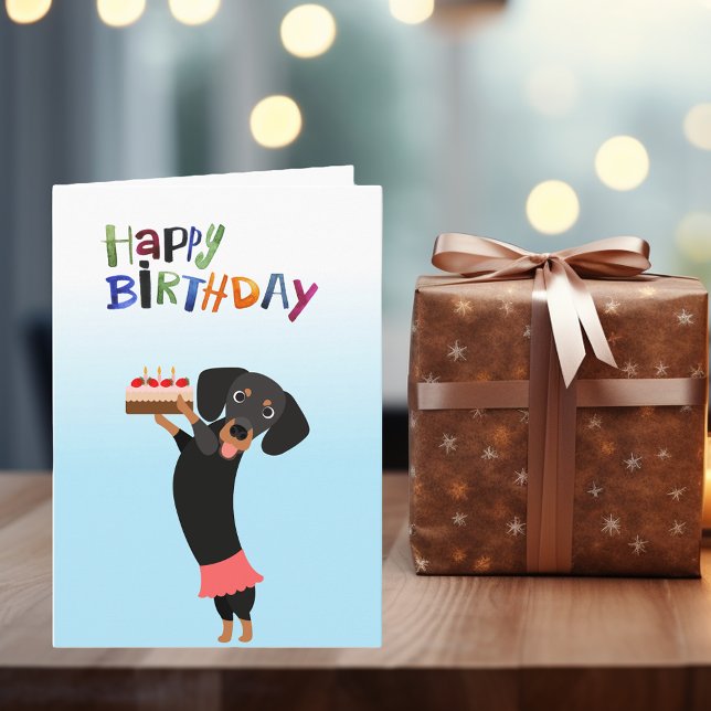 Happy Birthday Cute Dog with Cake Card (Creator Uploaded)