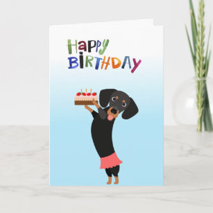 Happy Birthday Cute Dog with Cake Card