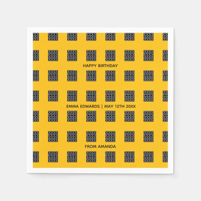 Happy Birthday, Cute Ethnic Pattern Napkin (Front)