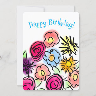 Happy Birthday Cute Flowers Birthday Card