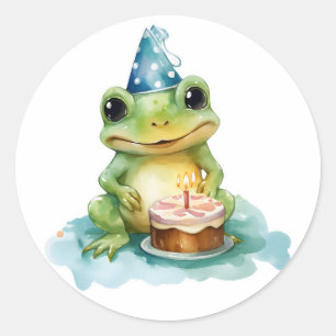 Happy Birthday Cute frog Classic Round Sticker