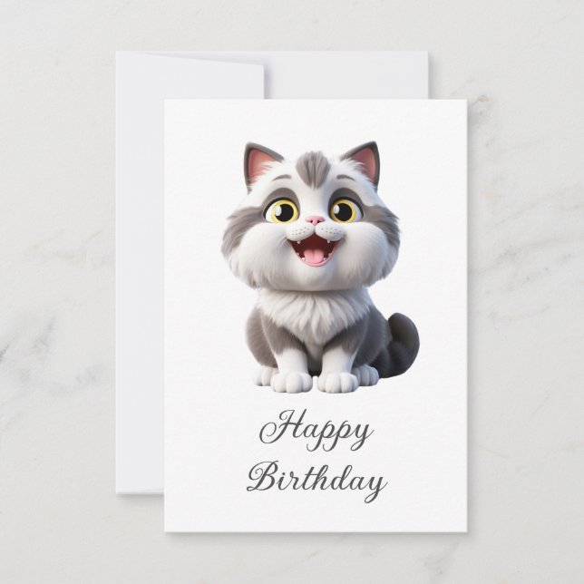 Happy Birthday Cute Funny Cat Card (Front)