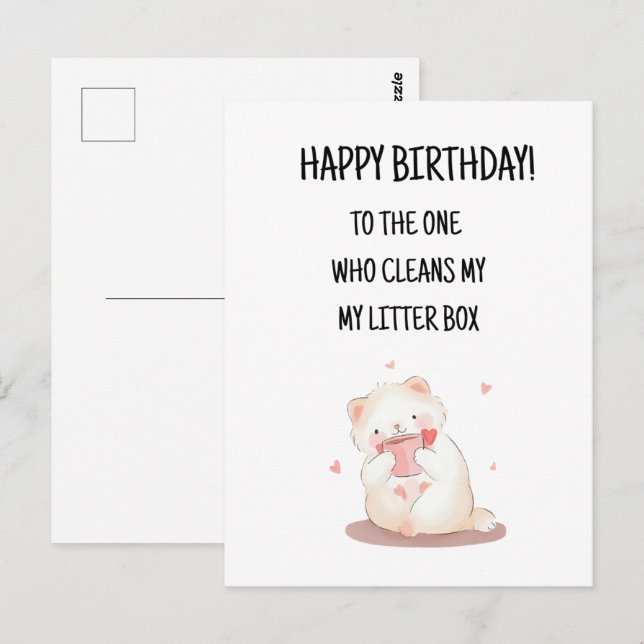 Happy Birthday Cute & Funny Cat Postcard (Front/Back)